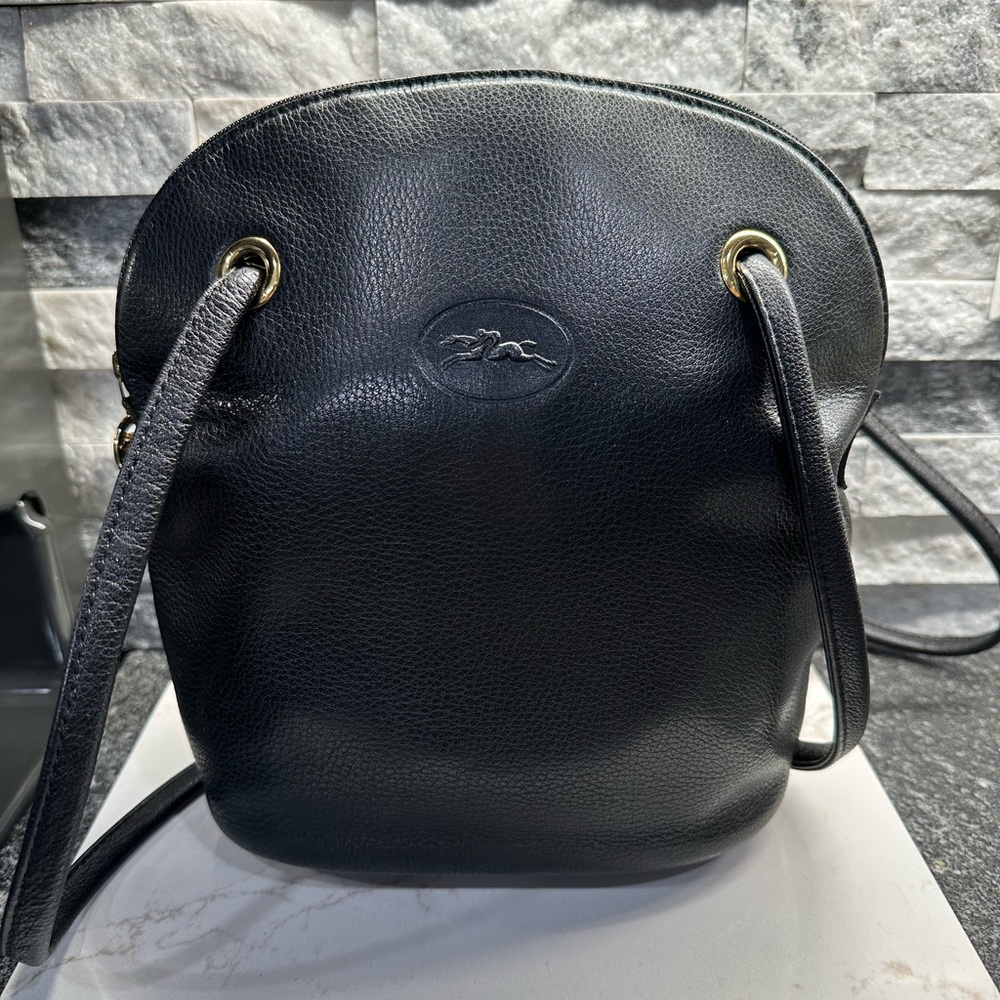 Longchamp Black Leather Shoulder Bag